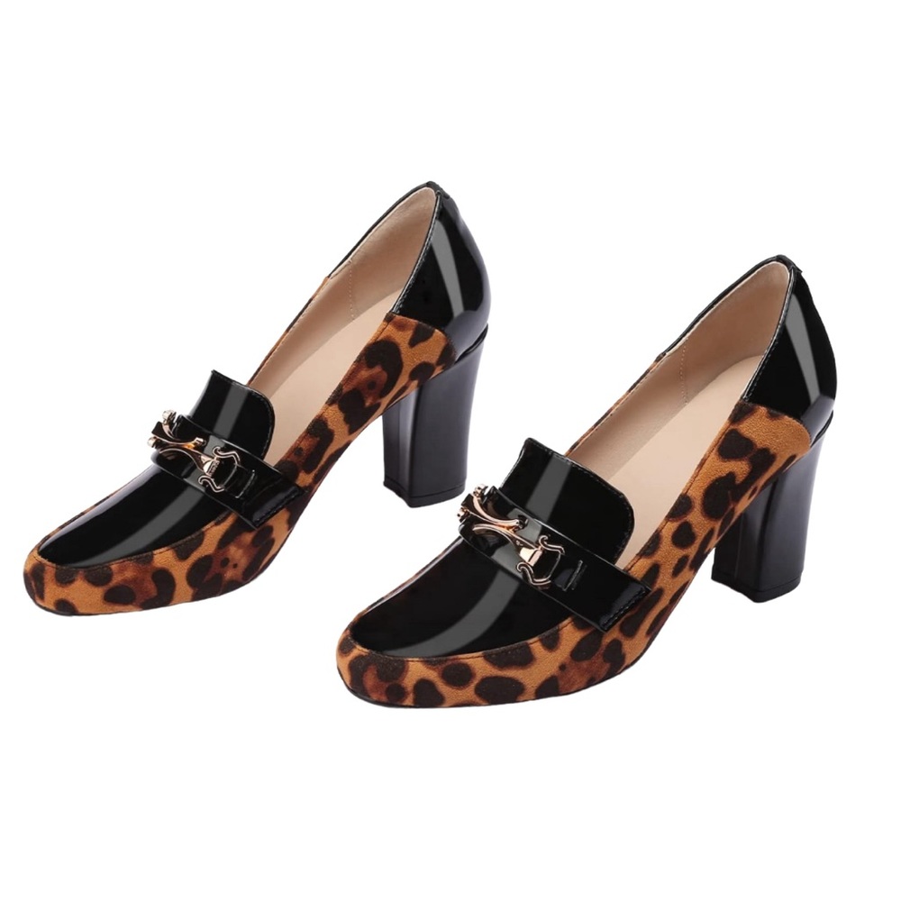 Cuanbeily Women High Heel Loafer Pumps Sz 7.5 M
